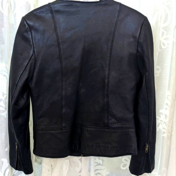 EASTER SALE DORMEIUL ENGLAND Sz S genuine soft leather black motorcycle jacket - Picture 3 of 11